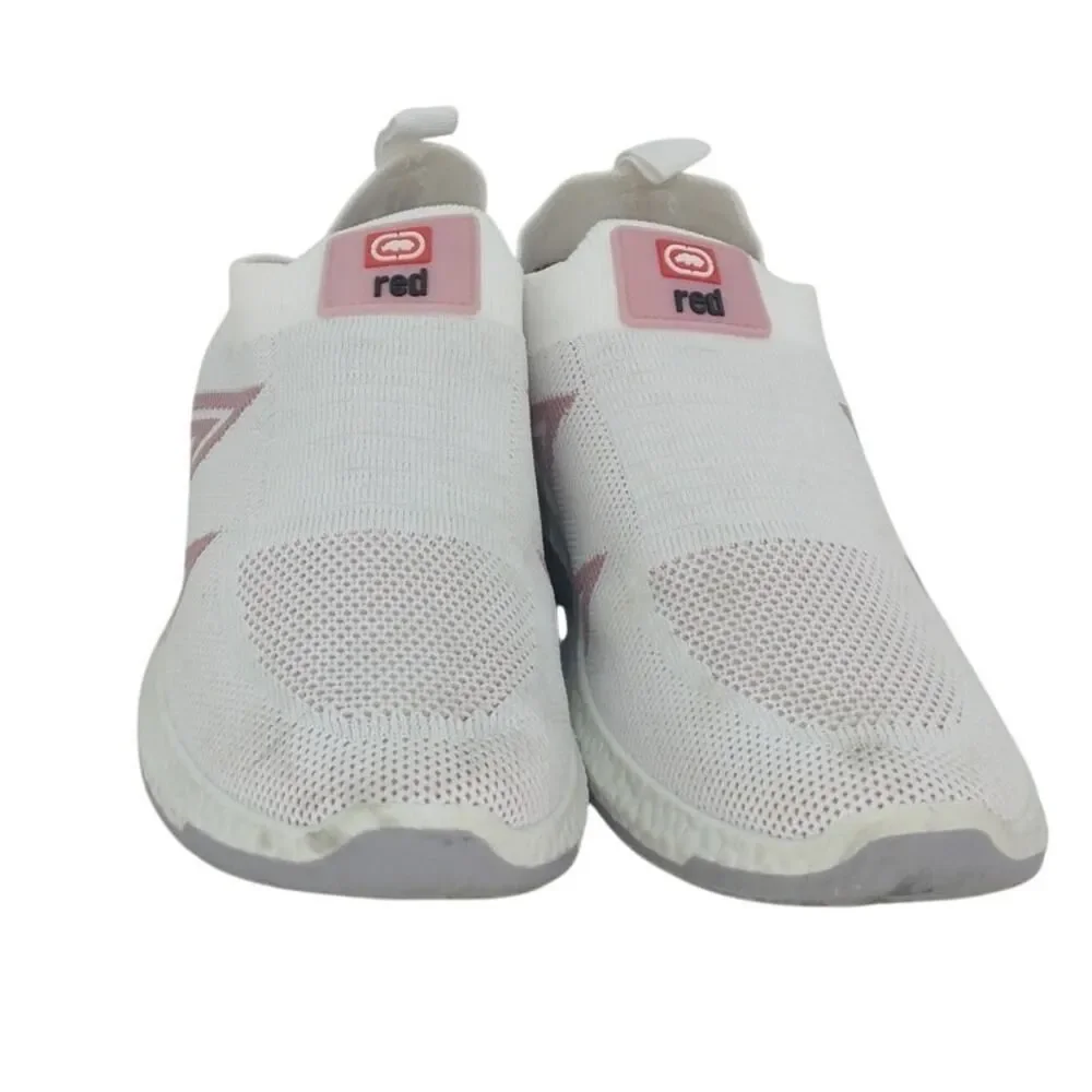 ECCO RED Womens White & Pink Athletic Knit Sneakers - Size: 8 1/2